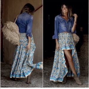 Fall in love hi low boho maxi skirt - blue